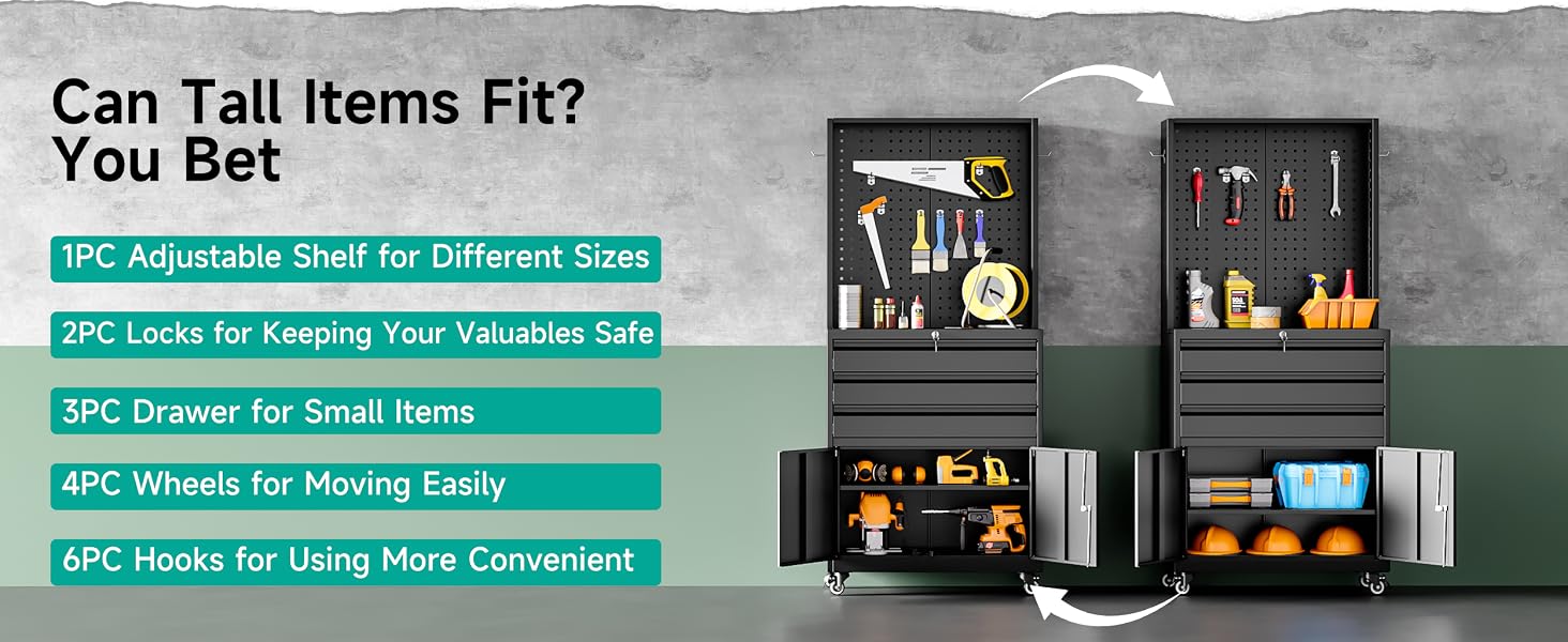 metal storage cabinet on wheels