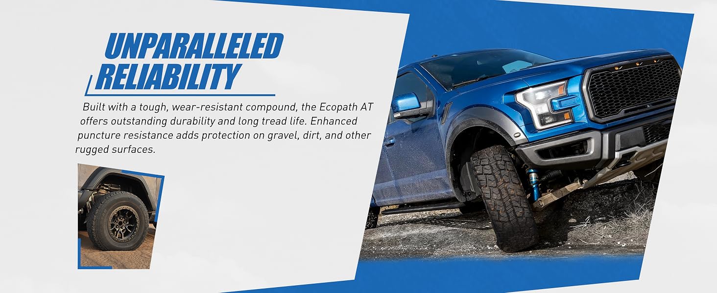 Durability and long tread life AT tires