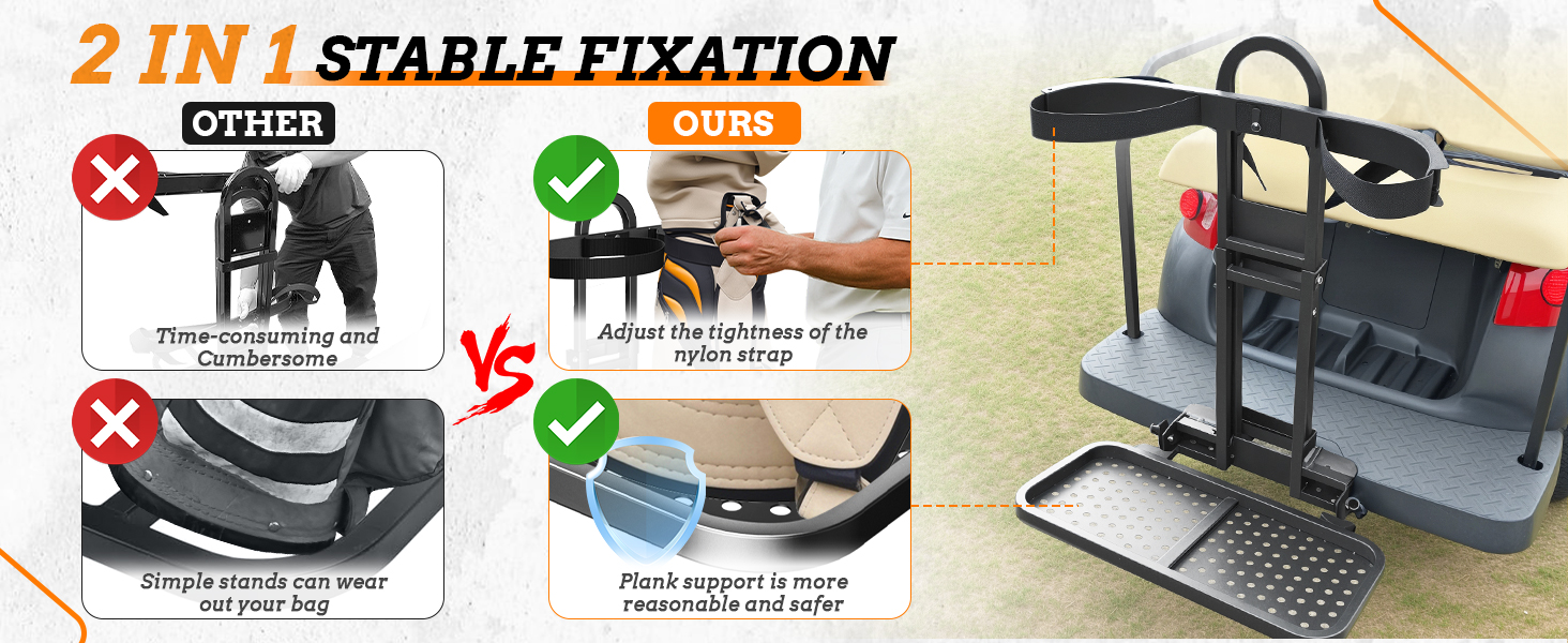 1PCS Universal Foldable Golf Cart Rear Seat Bag Holder TB