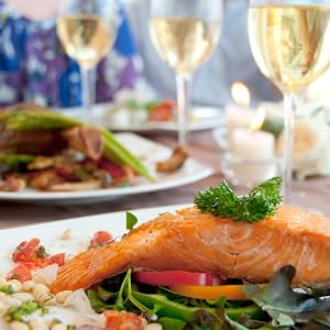 Fish dinner with white wine