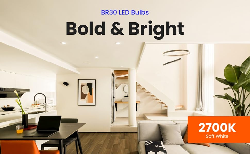 Soft White BR30 LED Bulbs in a modern kitchen