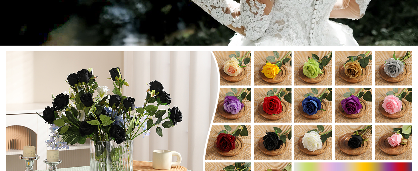 12pcs black roses