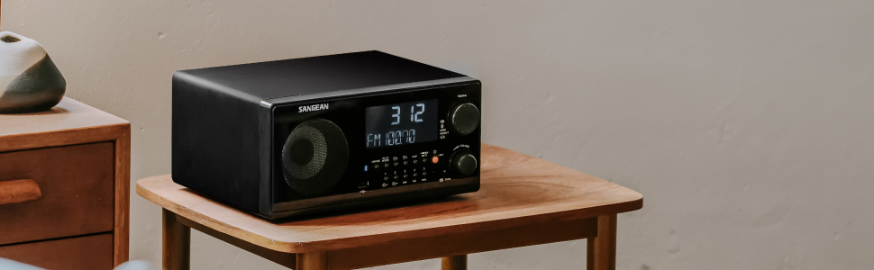 SANGEAN WR-22 Tabletop Bluetooth Radio 3-Inch 7W Full Range Speaker With Enlarged Magnet