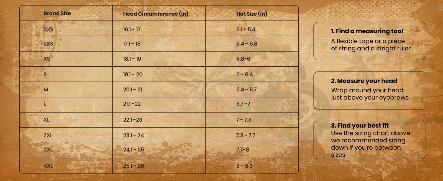 Daytona size chart