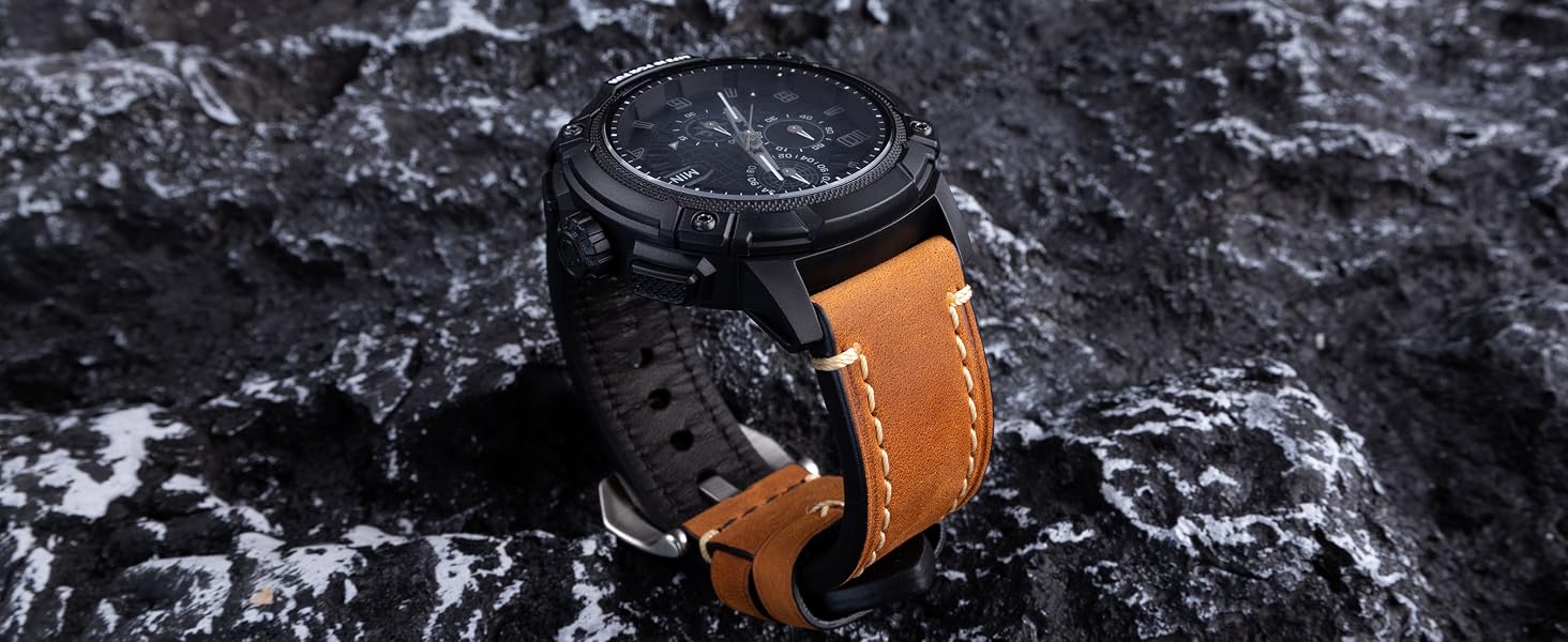 Berfine Thick Vintage Crazy Horse Leather Watch Bands Straps for Panerai for Men 20mm 22mm 24mm
