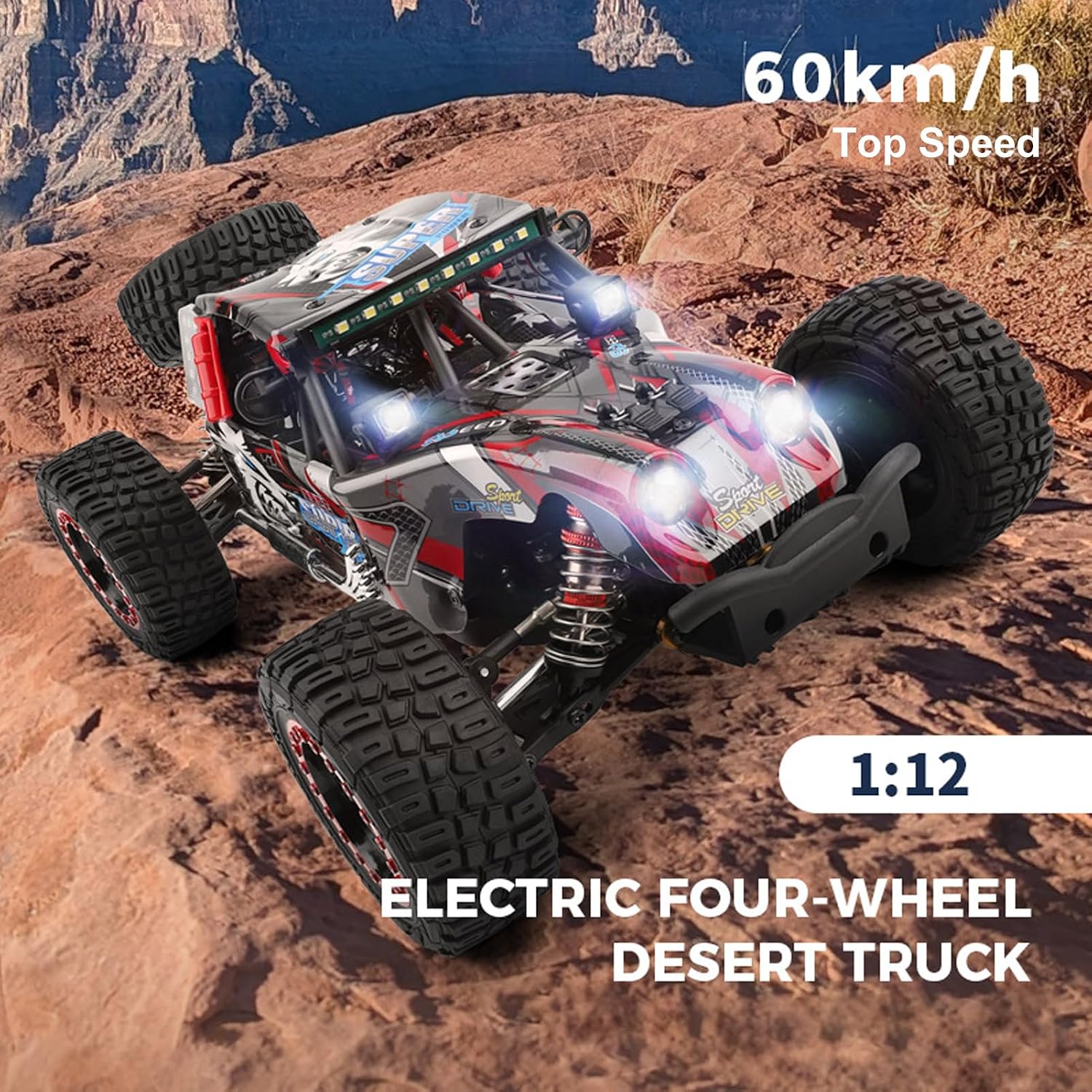 GoolRC WLtoys 124028 Brushless Fast RC Cars, 1:12 Scale 60KM/H High Speed Remote Control Car