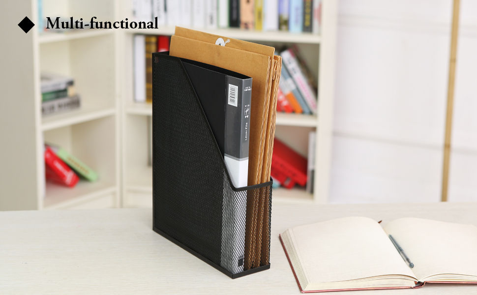 Wire Mesh Wall Mounted or Freestanding Document Rack, Magazine and File Holder
