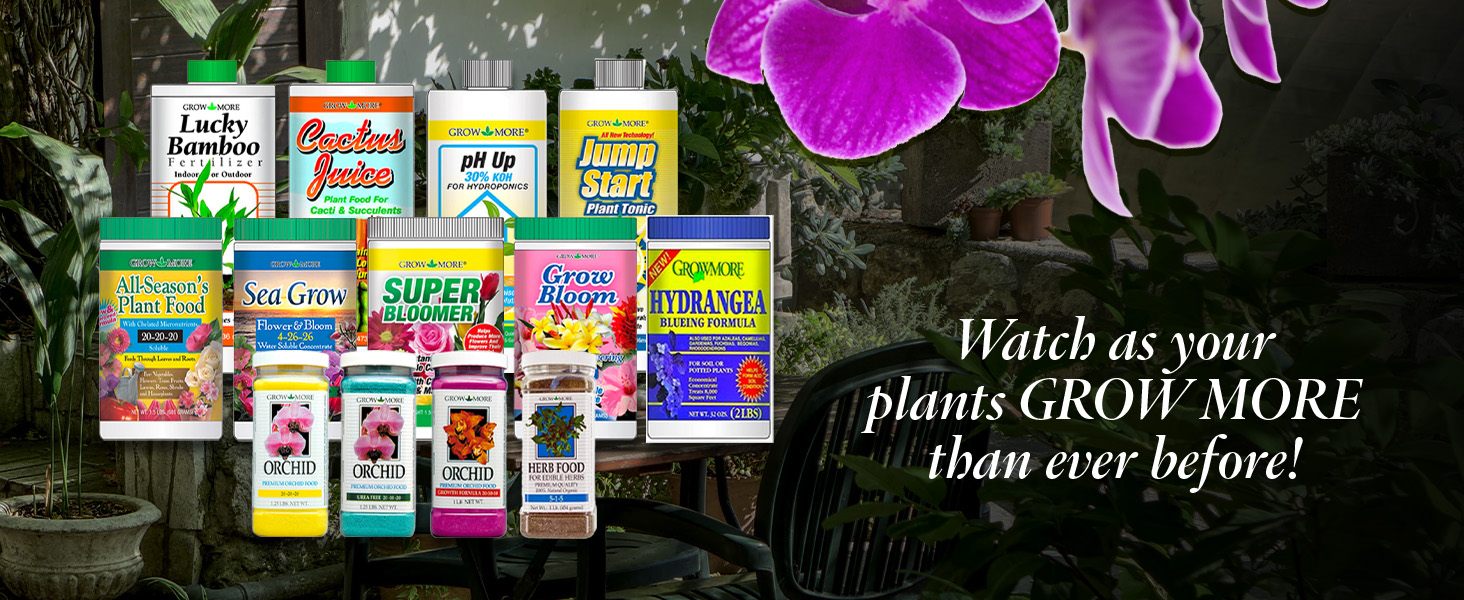 grow more fertilizer plant food tree crops flower vegetables root orchid bloom water soluble growth
