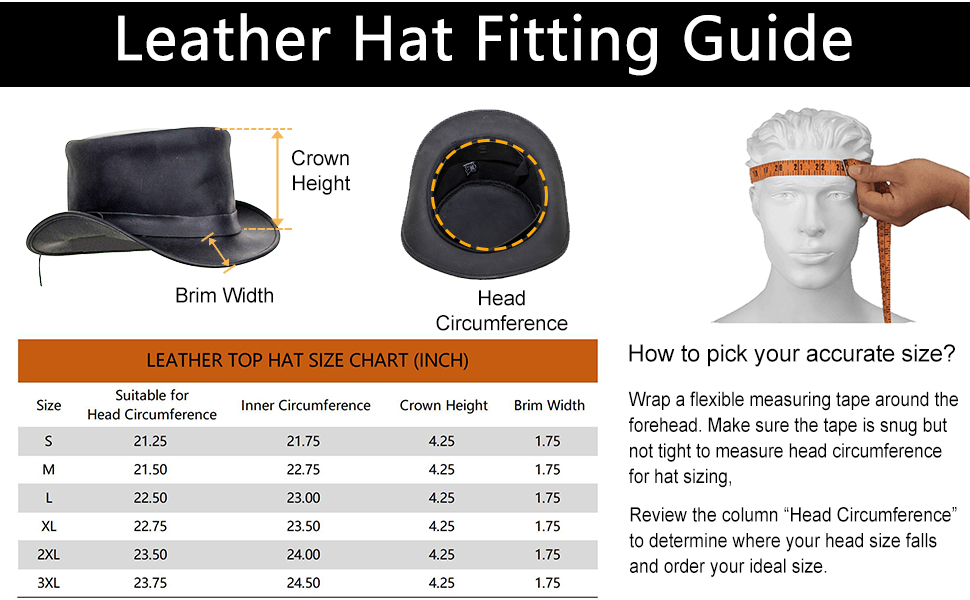 Black Leather Top Hat for Men Women
