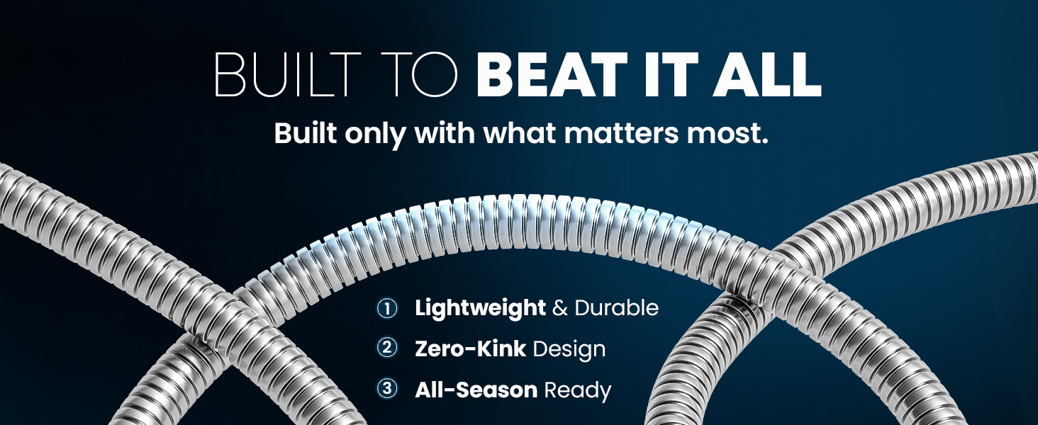 Lightweight Durable Zero Kink Free All Season Weather Durability Garden Hose with Stainless Steel