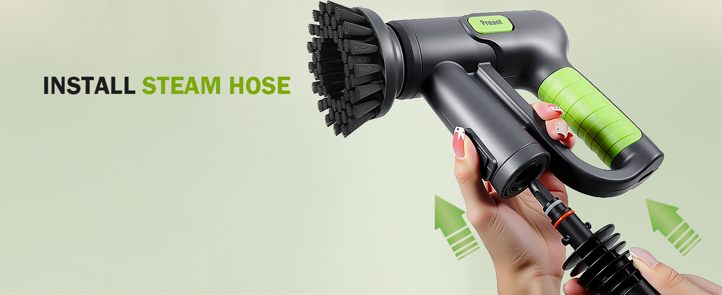 Phueut Electric Spin Scrubber Easy Assembly - Install Steam Hose for Tile Grout Steam Cleaning