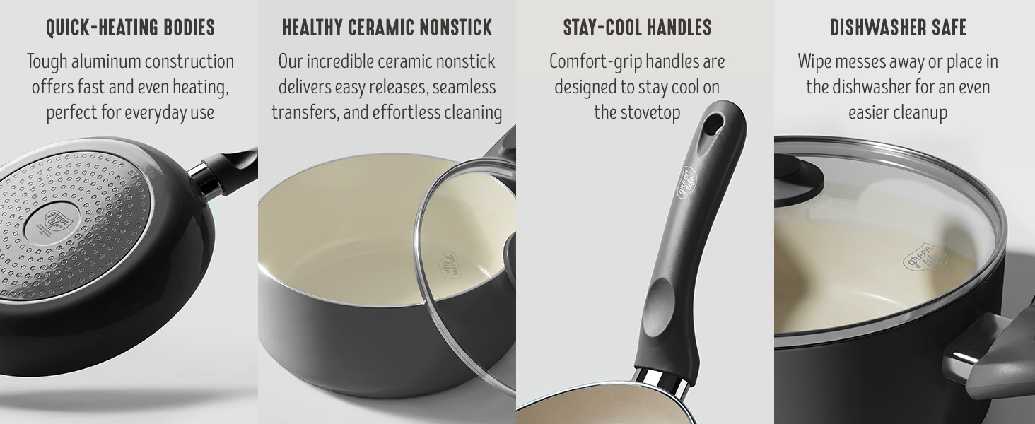 GreenLife, Bloom, Ceramic Nonstick, PFAS-Free, Non-Toxic, Cookware, Frypans