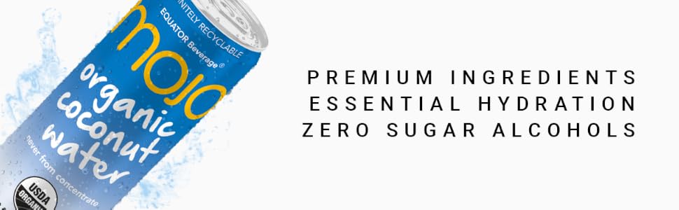 MOJO Zero Sugar Sports Drink, organic Coconut Water Electrolytes Vitamins, 12 Pack