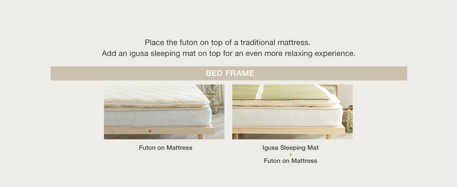 FULI futon with a igusa mat on a bed frame for added comfort and relaxation
