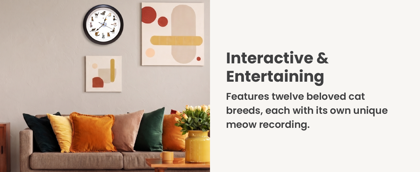 Cat sound clock above couch