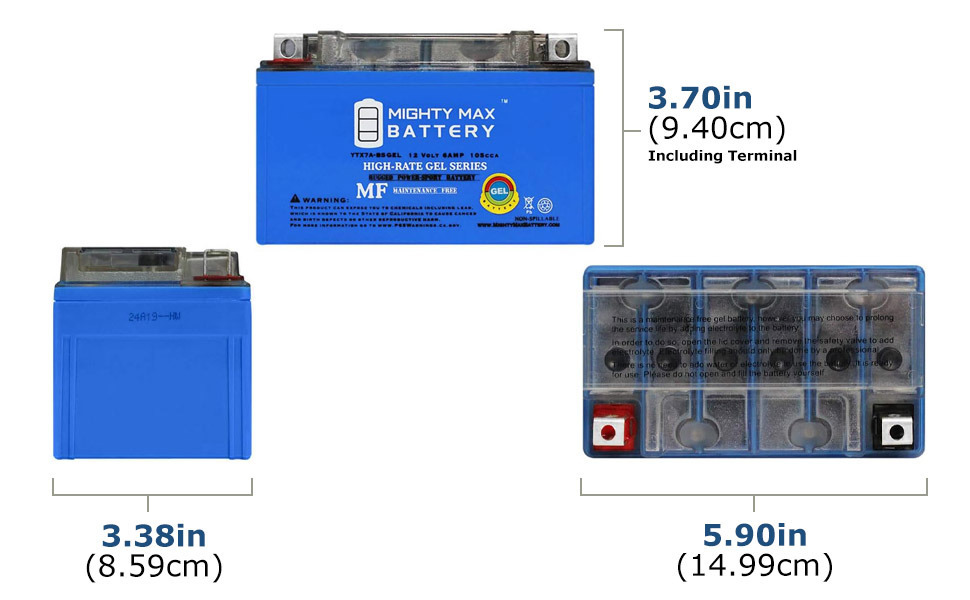 Mighty Max Battery YTX7A-BS Gel 12V 6AH Gel Battery for Motorcycle Brand Product