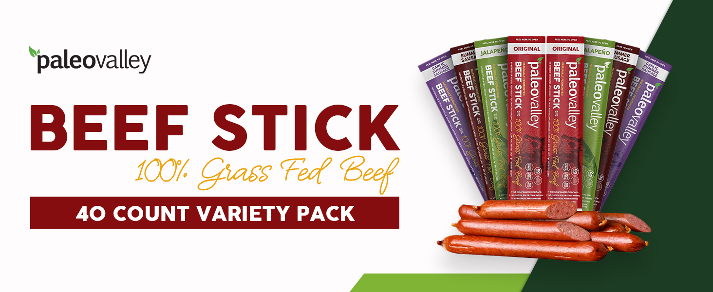 Paleovalley beef sticks gluten free high protein jerk snack summer healthy