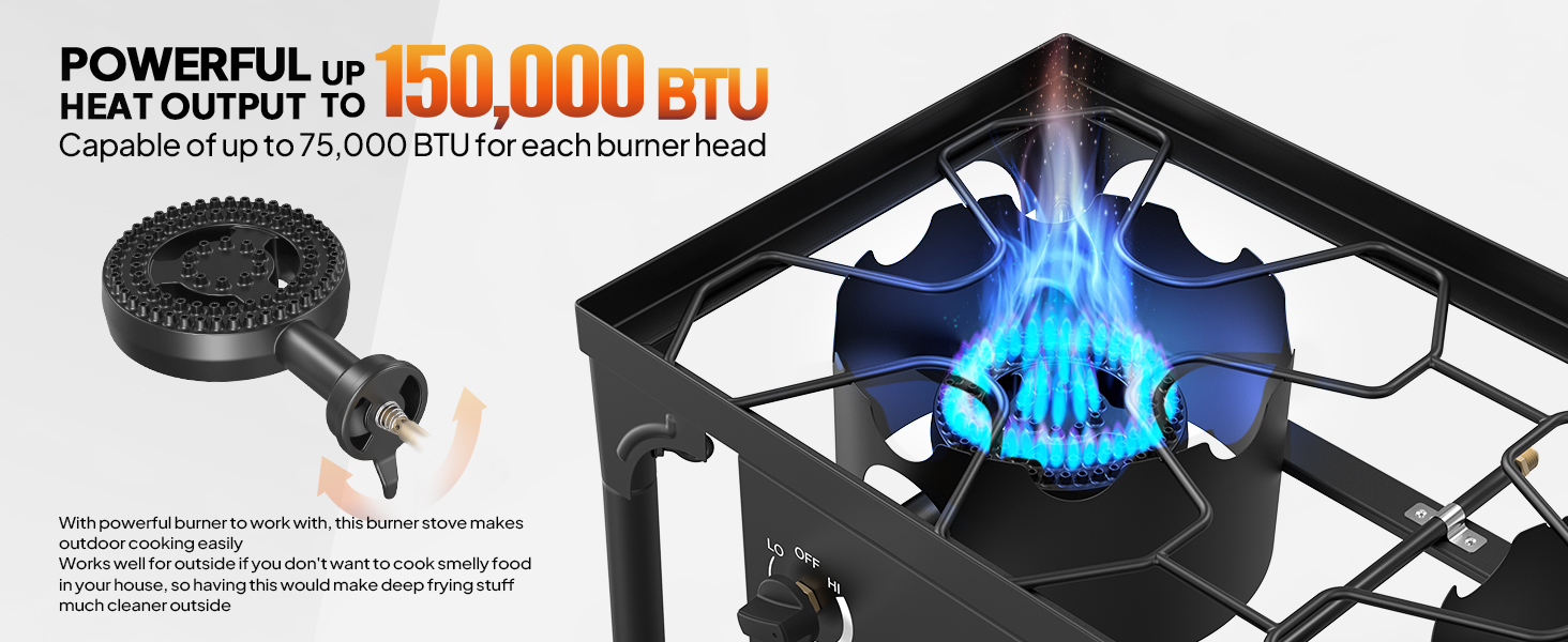 Portable Gas Camping Stove, Outdoor Propane Burner High Pressure Single Camp Cooking Home Brewing
