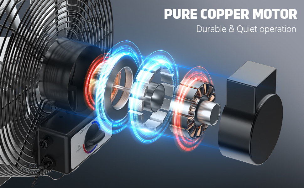 Pure Copper Motor, Durable and Quiet operation