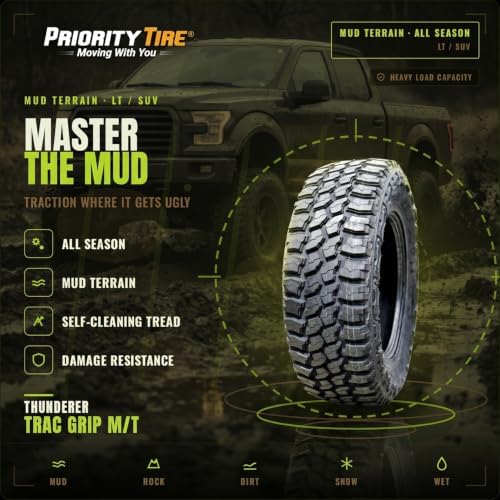 235X85R16 (32X9.50R16) THUNDERER TRAC GRIP M/T R408 BSW - THUNDERER TIRE | Light Truck Mud Terrain All Season Traction 120/116Q Rated E (10 Ply)