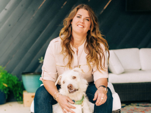 Wondercide founder Stephanie Boone with her dog