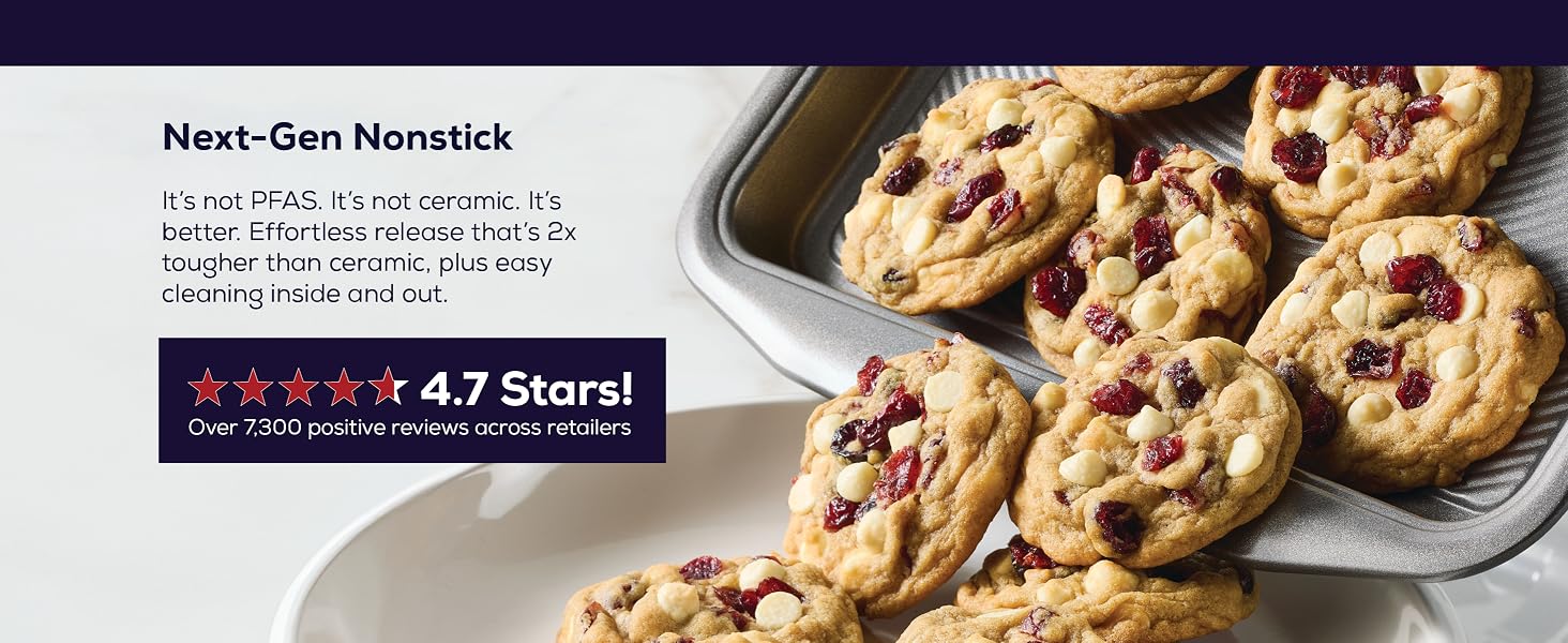 Circulon bakeware cookie sheet with fruit topped cookies