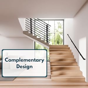 rectangular stair rail installed on staircase with metal adjustable stair banister