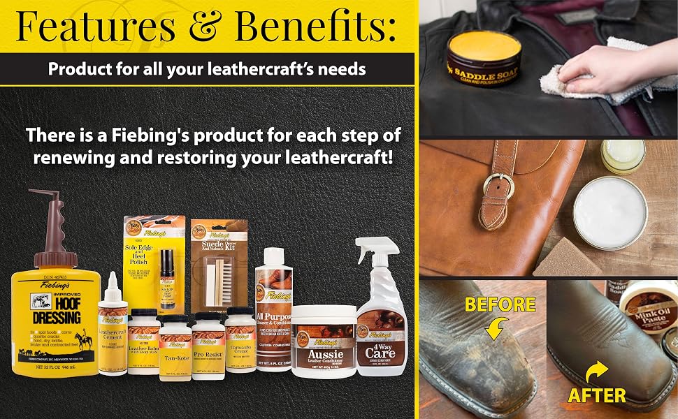 fiebing&amp;#39;s leather cleaner conditioner leathercraft shoe bag belt boot furniture horse care tack cork