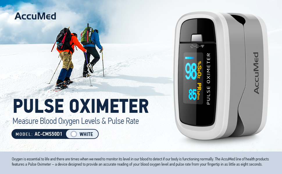 Pulse Oximeter, measure blood oxygen levels and pulse rates. accurate, accumed,
