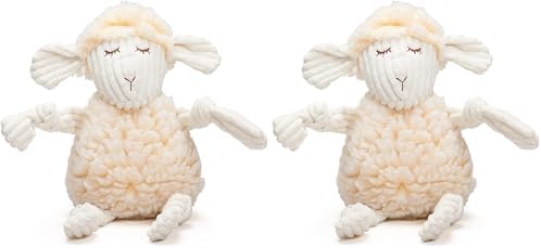 HuggleHounds Knottie Plush Dog Toy - Dog Stuffed Animal Toy, Squeaky Puppy Toys, for Small, Medium & Large Dogs, Durable Plush to Keep Them Busy - Dottie Cow, Large