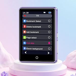 MP3 Player with Bluetooth Speaker White Noise Touchscreen FM Radio Voice Recorder Resume Playback