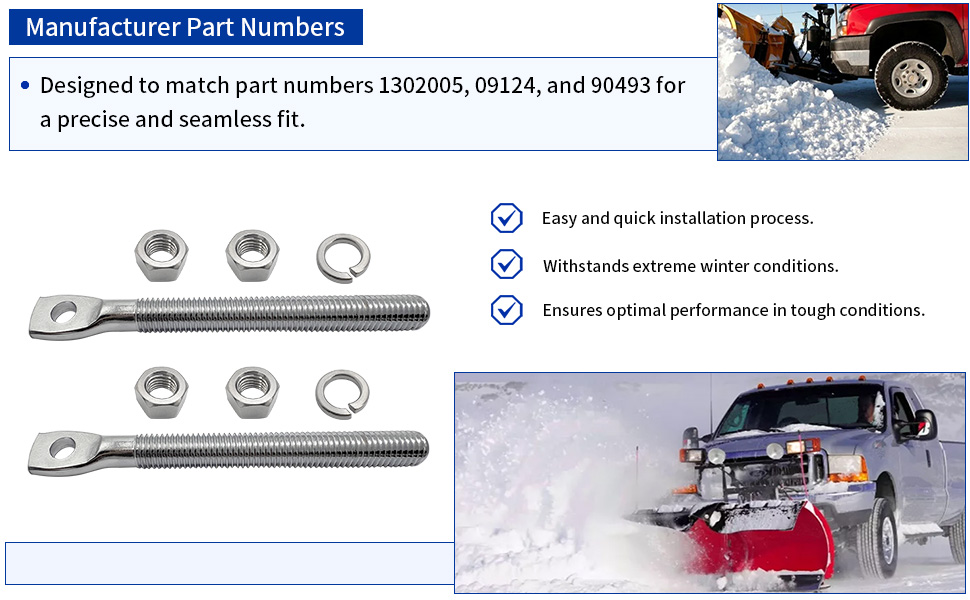2PCS 5/8" Snow Plow Trip Spring Eye Bolt 1/2" Hole