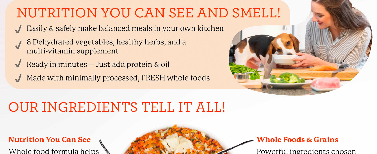 Dog Human grade, Vegetables, Protein, Kidney, Fur, Mix, Complete, Veterinarian Approved