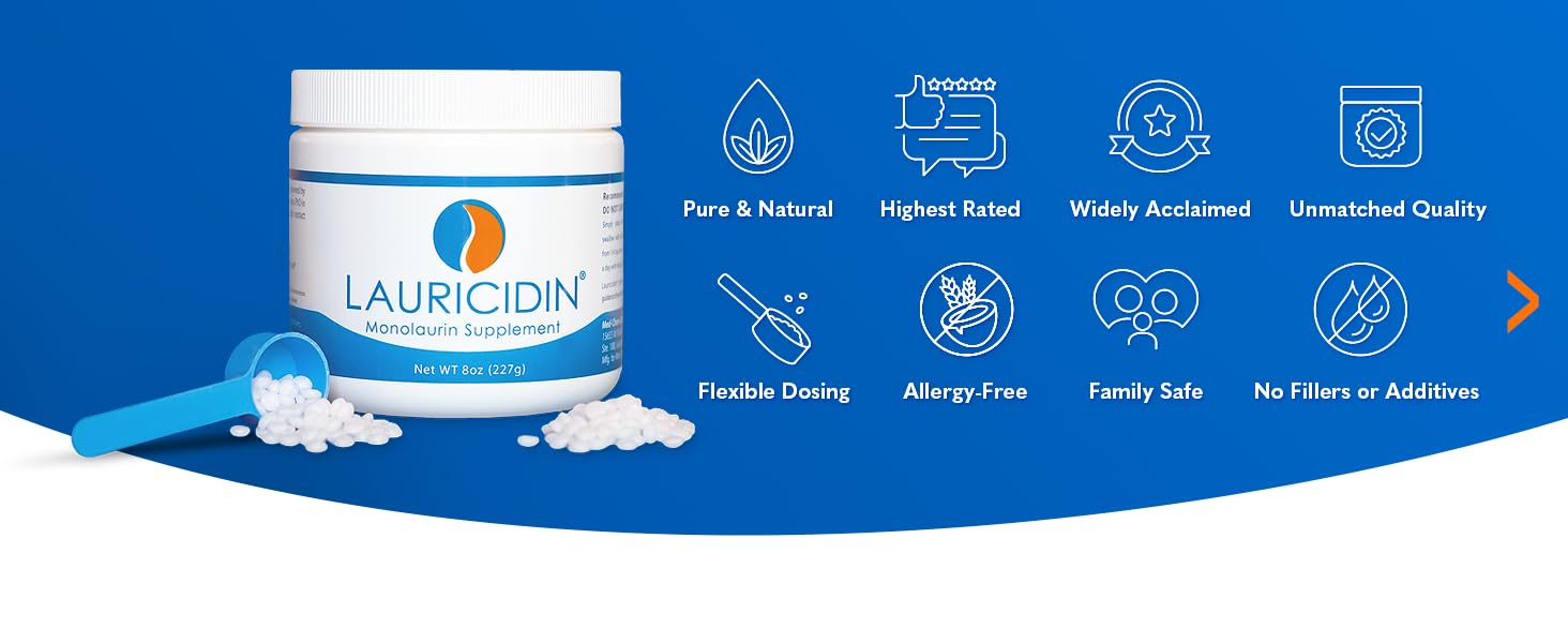Pure Monolaurin Pellets made from Lauric acid and Glycerol found in coconut oil.