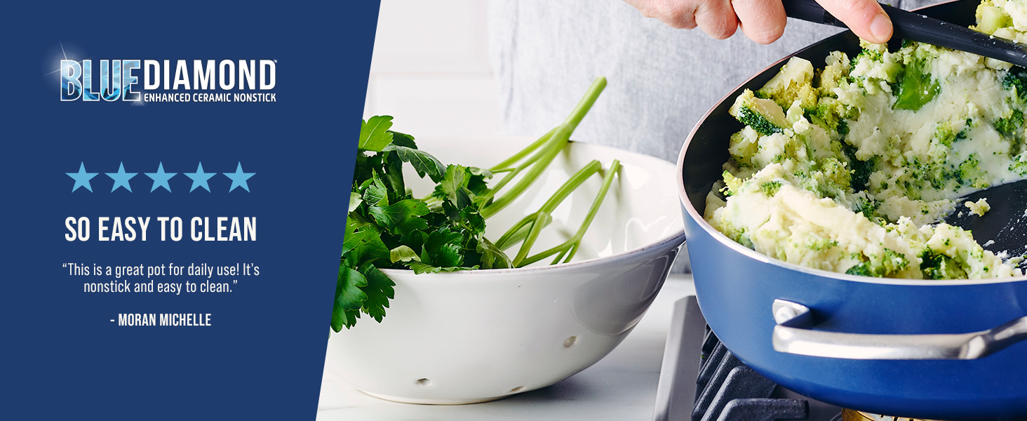BlueDiamond, Ceramic Nonstick, PFAS-Free, Non-Toxic, Cookware, Saute Pan, Classic