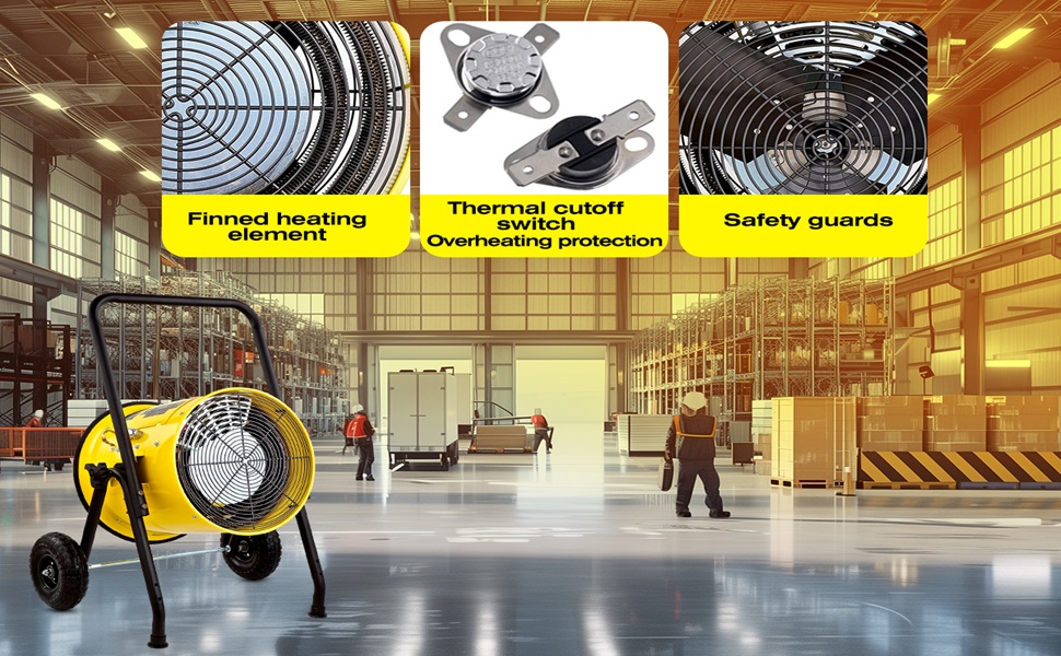 Finned Heating Element Safety Guards Thermal Cutoff Switch Protection