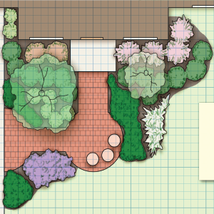 The design of an outdoor meeting place with plants and pavers