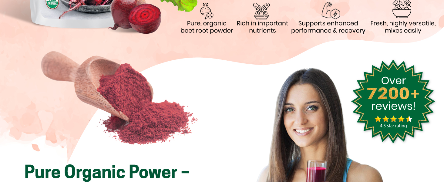 Organic Beet Root Powder - Nutrient-Dense Beetroot Powder with Antioxidants