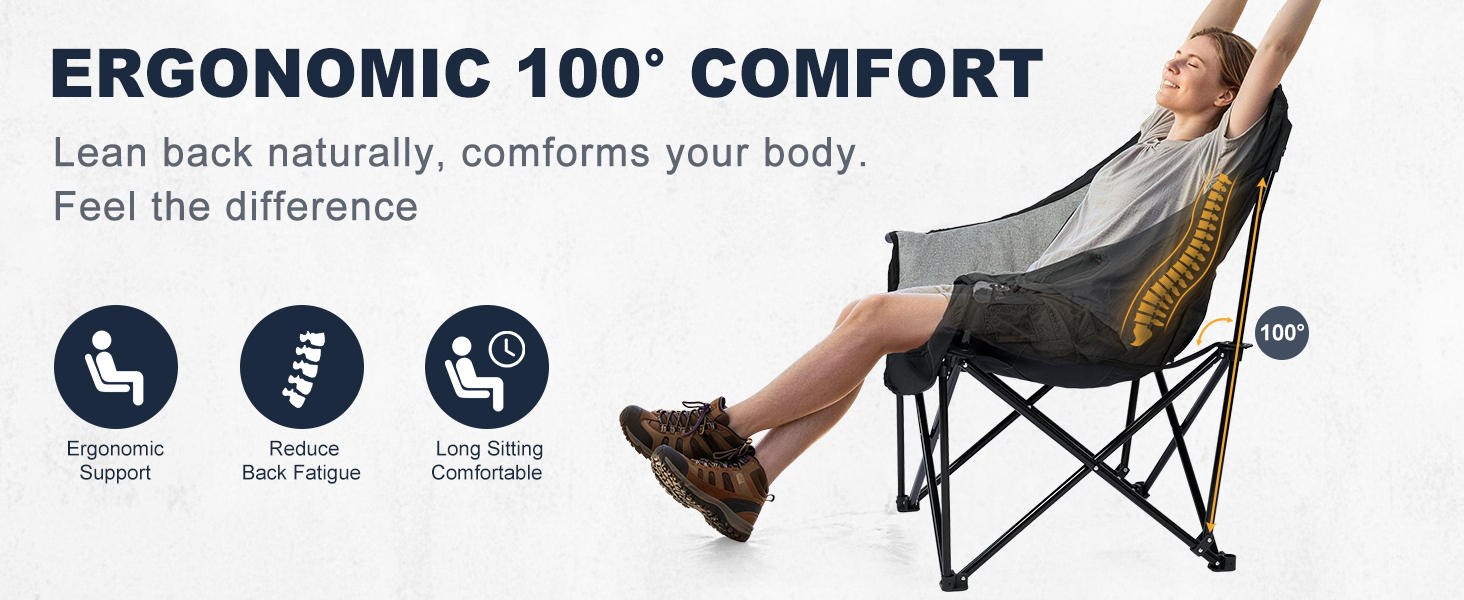 ergonomic 100° comfort. Lean back naturally, comforms your body.