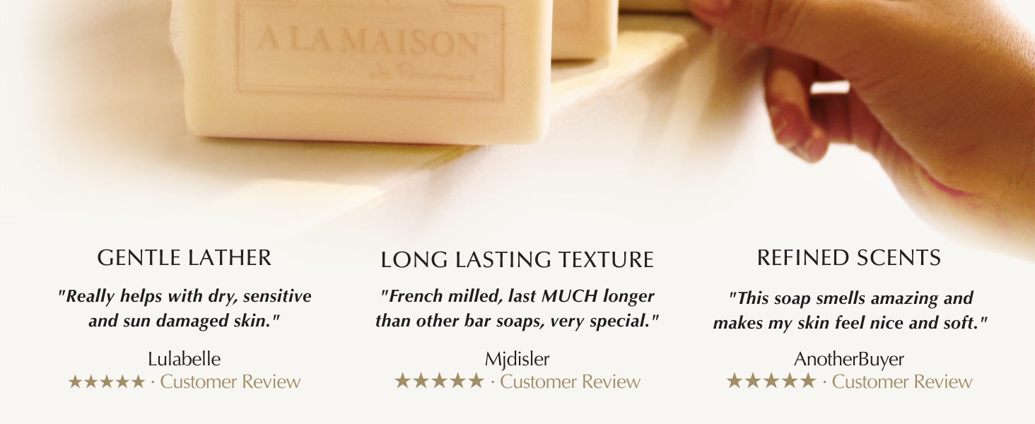 A La Maison Bar Soap French Triple Milled Traditional Marseille gentle long last refined scent