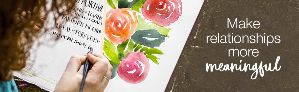 Make relationships more meaningful; woman writing inside a card