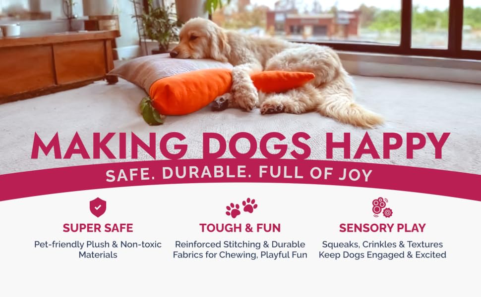 Dog relaxing with a Petlou toy