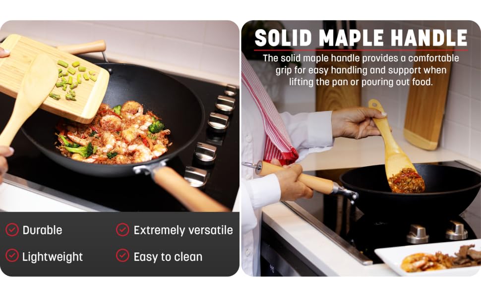 Durable, lightweight, versatile, and easy to clean with a solid maple handle