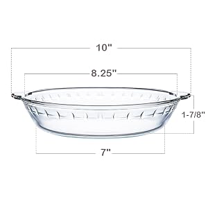 Kingrol 3 Pack Glass Pie Plates, 9 Inch Pie Baking Dishes with Handles