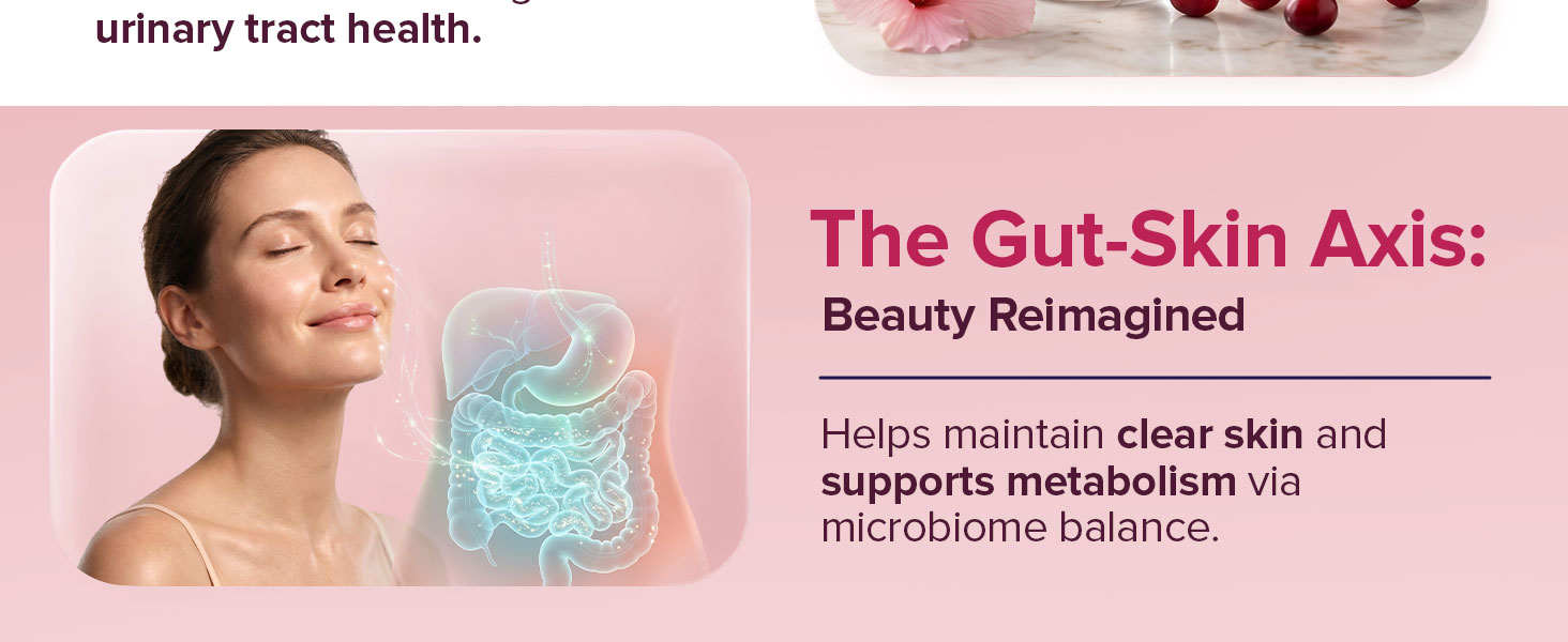 Probiotic for clear skin and gut-skin axis, women&amp;#39;s microbiome balance for beauty from within