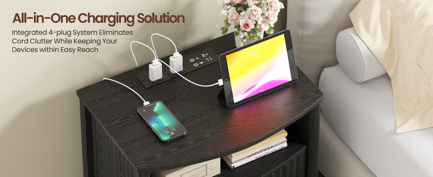 night stand with charger station