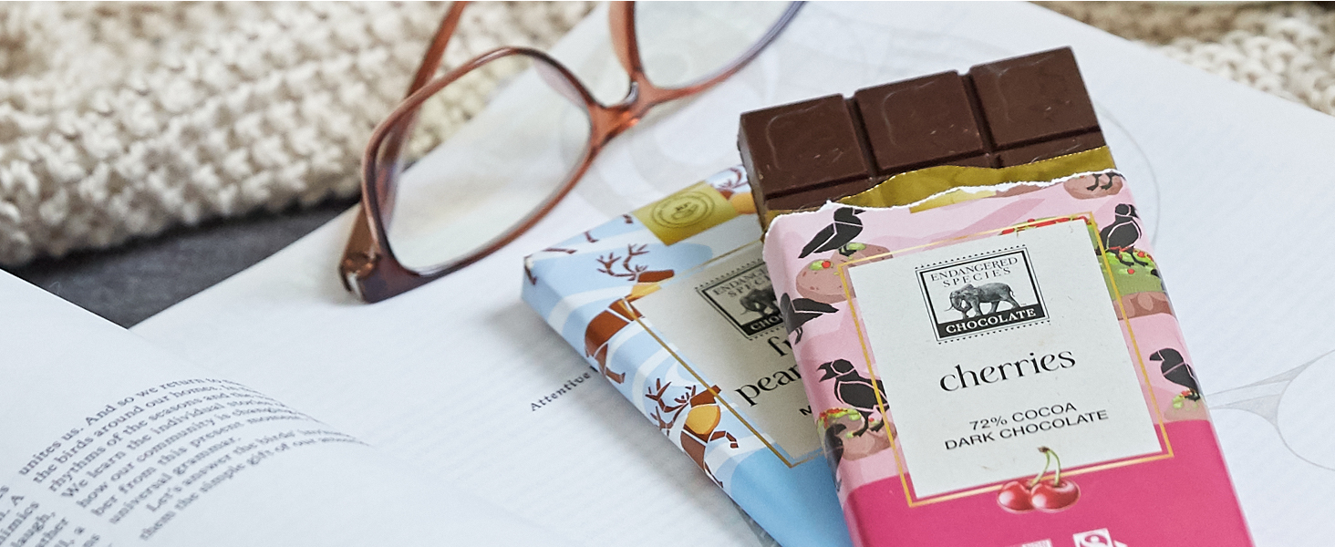 Endangered Species Dark Chocolate Candy Bars Espresso Beans 72% cocoa