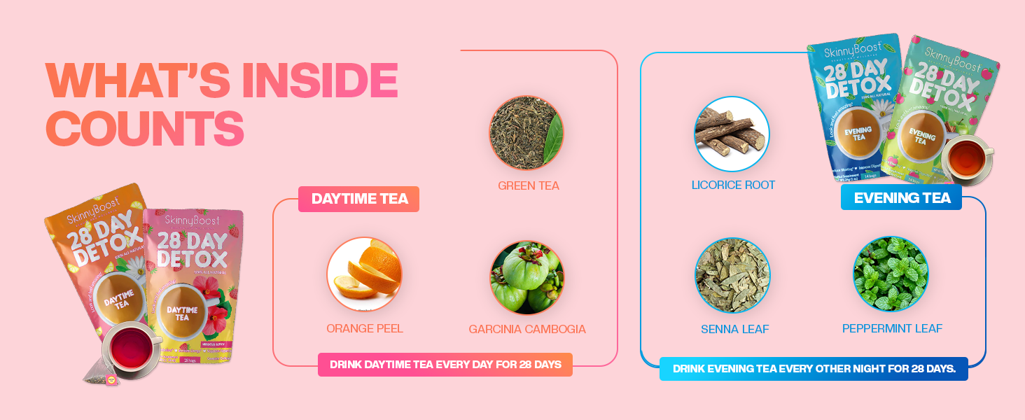skinny boost evening detox tea slimming herbal diet weightloss ginger garcinia cambogia