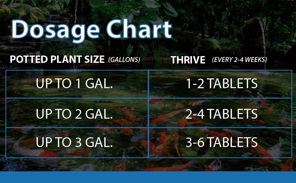 dosage chart thrive pond size tablets