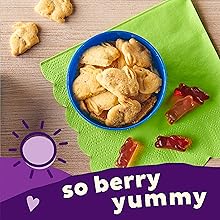 Yummy, gummy, gluten free Annie’s fruit avored snacks are made with real fruit juice